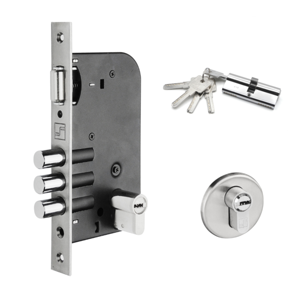 Kit Fechadura Rolete + Euro Cilindro F70ad 70mm + Roseta Redo