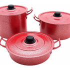 Kit Feijoada 3 Peças Caldeirão Panela Frigideira Cor: Vermelho