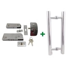 Kit Ferragens Para Porta De Vidro Blindex Pivotante + Puxador