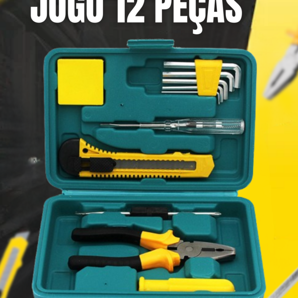Kit Ferramentas Maleta Jogo 12 Peças Multiuso Diy Alicate Cha