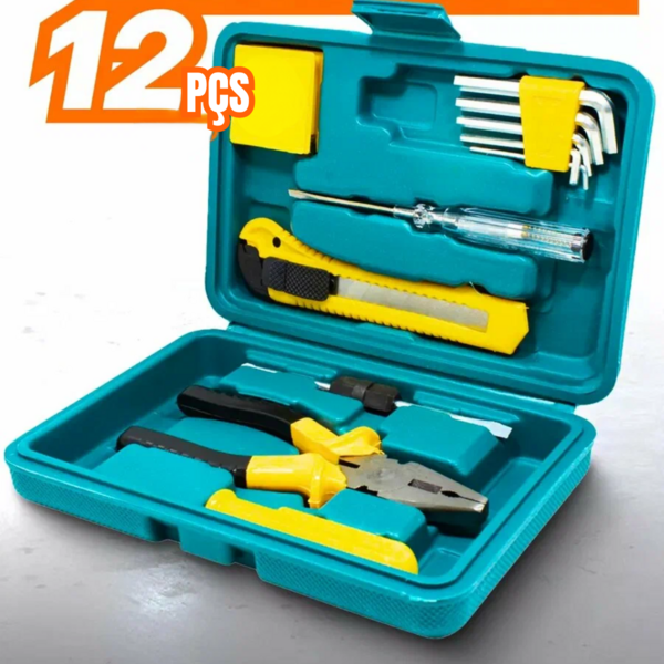 Kit Ferramentas Maleta Jogo 12 Peças Multiuso Diy Alicate Chaves