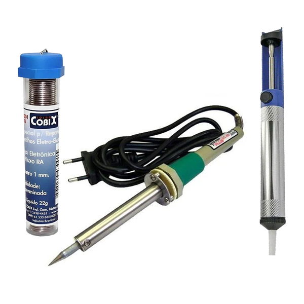 Kit Ferro Solda + Sugador + Solda Sc60 50w  220v Hikari Plus