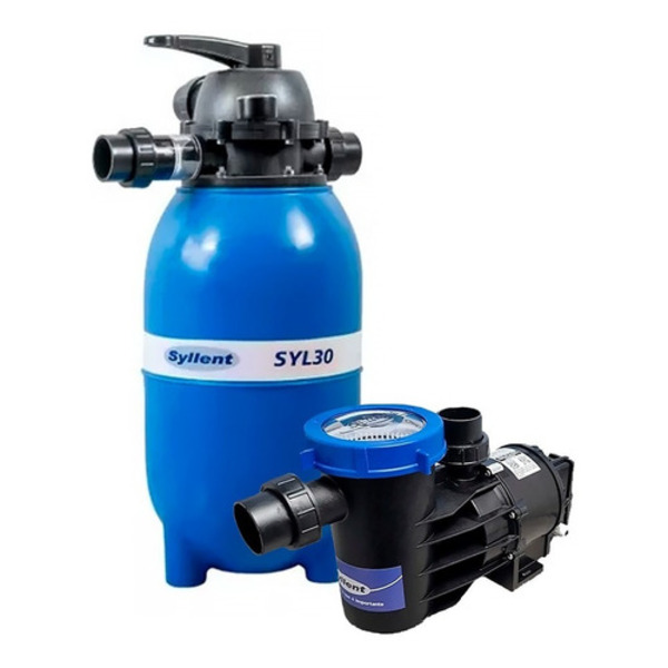 Kit Filtro Piscina Syl30 + Bomba Syllent 1/3cv 220v - Até 30.