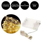 Kit Fio Micro Led Pilha 50 Lã¢mpadas Branco Quente Fixa 5 Met