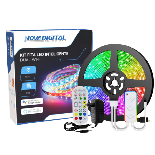 Kit Fita Led Inteligente Dual Novadigital Wifi Alexa 5metros