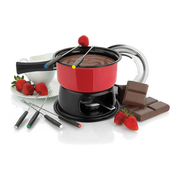 Kit Fondue Firenze Panela Vermelha 12 Peças Pastilhas Álcool