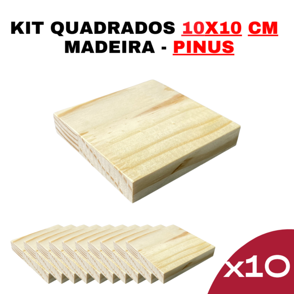 Kit - Formas Quadradas De  Madeira Em Pinus  Tamanho 10x10x15