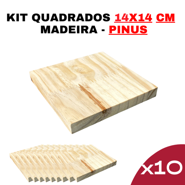 Kit - Formas Quadradas De  Madeira Em Pinus  Tamanho 14x14x15