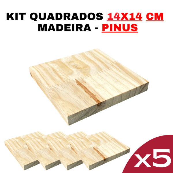 Kit - Formas Quadradas De  Madeira Em Pinus  Tamanho 14x14x15