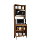 Kit Forno E Microondas 3 Portas 70cm De Madeira Linna Canela/