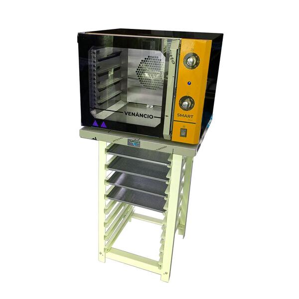 Kit - Forno Turbo Convector Smart Basic. Preto E Amarelo Fcsb