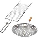 Kit Frigideira Inox De Grelhar E Grelha Para Peixe Grande