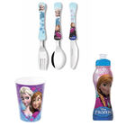 Kit Frozen - Faqueiro Com 3 Peças  Garrafa Sleeve E Copo