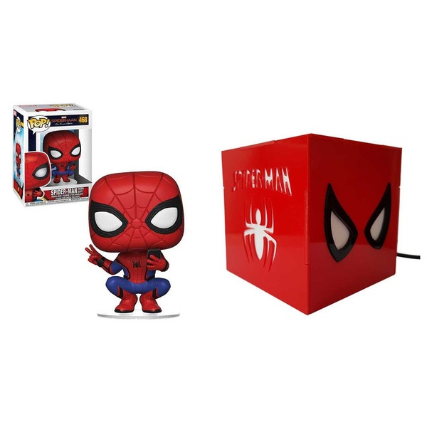 Kit Funko Pop Homem Aranha #468 E Luminária Led