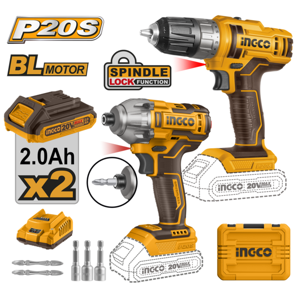 Kit Furadeira 3/8 E Parafusadeira 1/4 Brushless 20v + Maleta