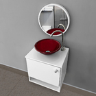 Kit Gabinete 1 Porta Com Cuba De Sobrepor Redonda + Kit Hidrá