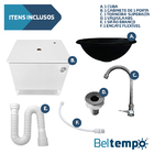 Kit Gabinete 1 Porta Com Cuba De Sobrepor Redonda + Kit Hidrá