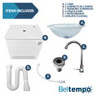 Kit Gabinete 1 Porta Com Cuba De Sobrepor Redonda + Kit Hidrá