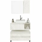 Kit Gabinete Balcão E Espelheira De Banheiro Marina Mármore B