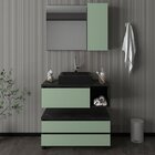 Kit Gabinete Balcão E Espelheira De Banheiro Marina Mármore L