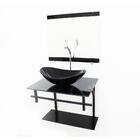 Kit Gabinete Banheiro 60cm Ap Com Cuba Oval Mármore Preto + T