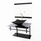 Kit Gabinete Banheiro 60cm Ap Com Cuba Quadrada Mármore Preto