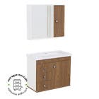 Kit Gabinete para Banheiro com Cuba e Espelho 63cm Madeira MDF Freij Ariana Astral Design