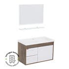 Kit Gabinete para Banheiro com Cuba e Espelho 63cm Madeira MDF Munique e Branco Procion Cerocha