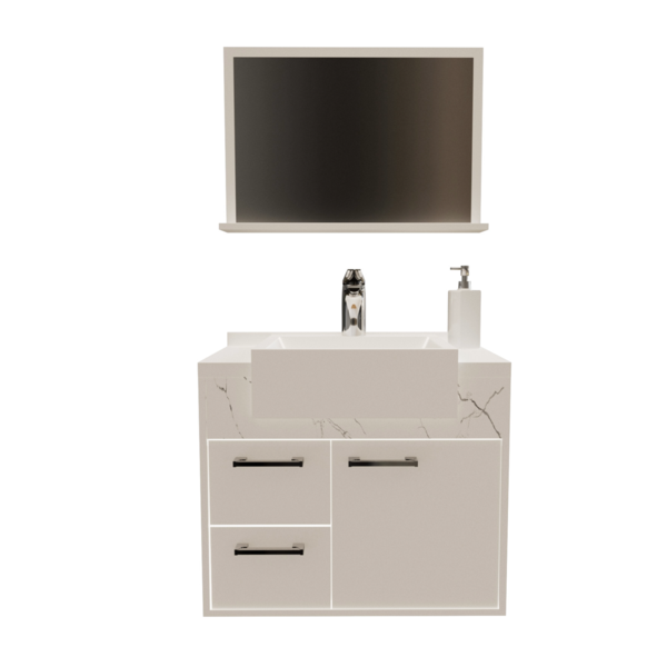 Kit Gabinete para Banheiro com Cuba 47,5x35,5x56,5cm Branco Gracux Cerocha