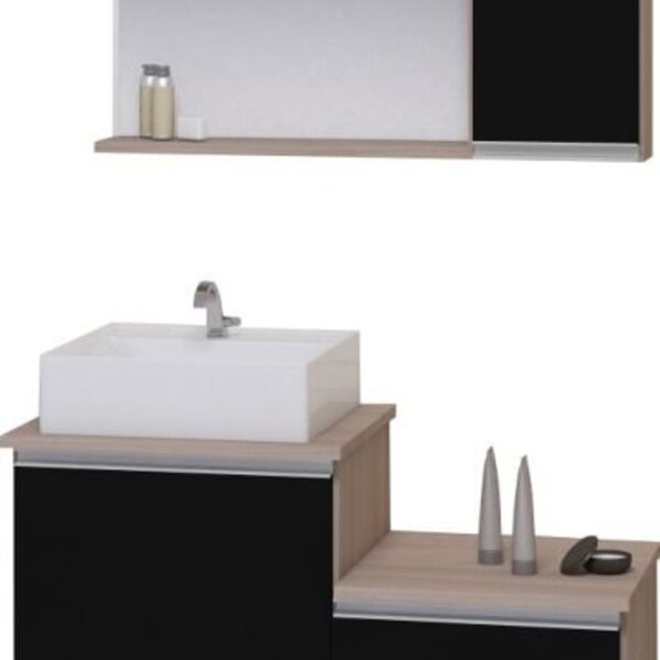 Kit Gabinete Banheiro Completo - Armário + Cuba + Espelheira