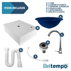 Kit Gabinete Com Cuba de Sobrepor Redonda + Kit Hidráulico E