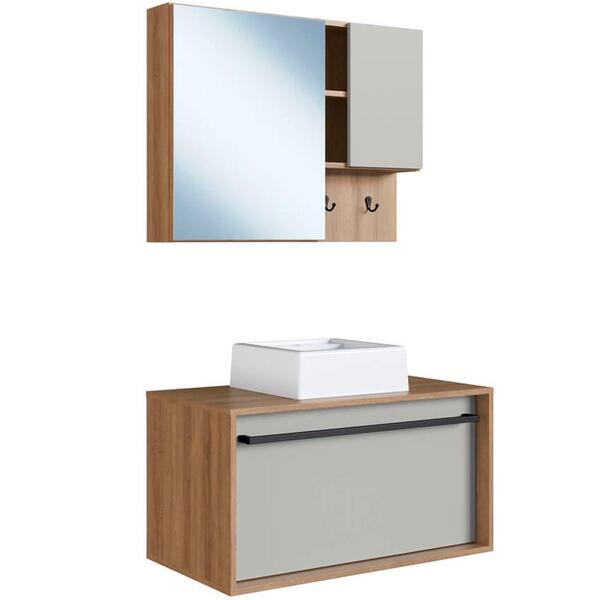 Kit Gabinete Com Cuba E Espelheira 80cm Proddy