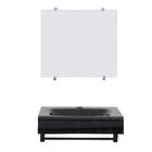 Kit Gabinete Curvo com Cuba Embutida e Espelho 40cm Preto Oca VB Cristais