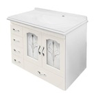 Kit Gabinete de Banheiro com Espelho Alfa II MDF Branco/Biscuit com Cuba Moldada Darabas