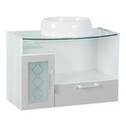 Kit Gabinete de Banheiro com Espelho Itapema II MDF Branco/Cinza sem Cuba Darabas