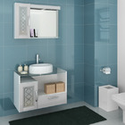 Kit Gabinete de Banheiro com Espelho Itapema II MDF Branco/Cinza sem Cuba Darabas