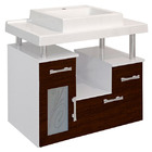 Kit Gabinete de Banheiro com Espelho Lages MDF Branco/Tabaco com Cuba Moldada Darabas