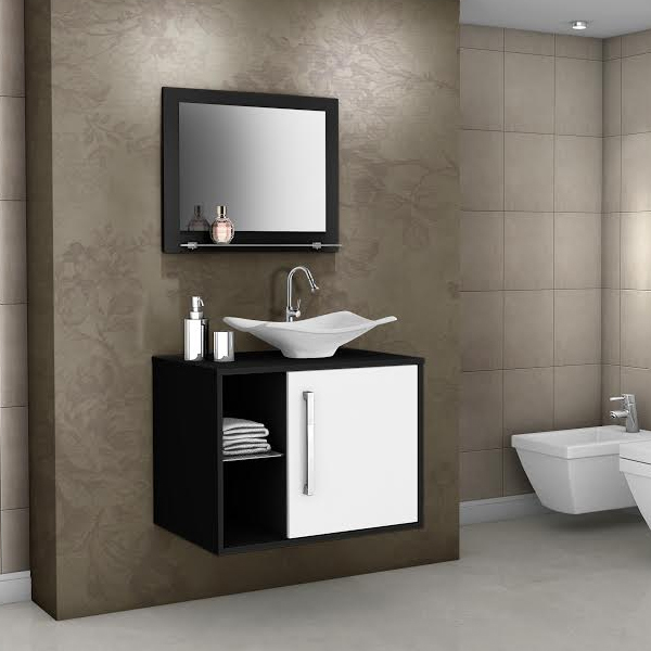 Gabinete para Banheiro com Espelho Baden 48x60x45cm Branco e Preto Móveis Bechara Leroy Merlin Aparador Rustica De Madeira ~ Gabinete para Banheiro com Espelho Baden 48x60x45cm Branco e Preto Móveis Bechara Leroy Merlin