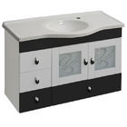 Kit Gabinete de Banheiro com Espelho Magnum MDF Branco/Preto com Cuba Moldada Darabas