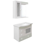 Kit Gabinete de Banheiro com Espelho Magnum MDF Branco/Verde Acqua com Cuba Moldada Darabas