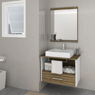 Kit Gabinete de Banheiro com Espelho San Remo II MDF Branco/Terracota sem Cuba Darabas