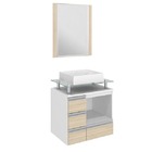 Kit Gabinete de Banheiro com Espelho Sollo II MDF Branco/Ibiza sem Cuba Darabas