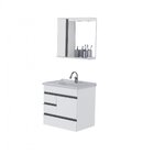 Kit Gabinete De Banheiro Suspenso 1 Porta 3 Gavetas Espelheir