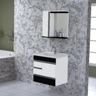 Kit Gabinete De Banheiro Suspenso 1 Porta 3 Gavetas Espelheir