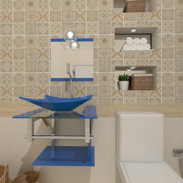 Kit Gabinete De Vidro 45cm Inox Cuba E Torneira Algarve