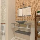 Kit Gabinete De Vidro 60 Cm Cuba E Torneira Algarve Prata