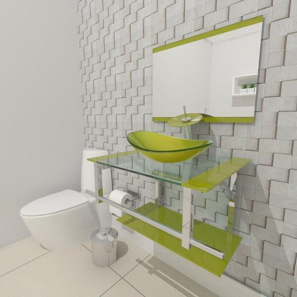 Kit Gabinete De Vidro 60 Cm Cuba E Torneira Ibiza