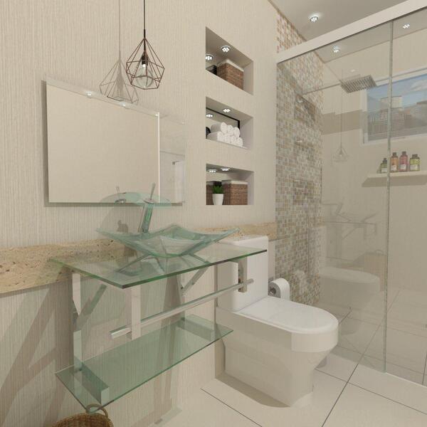 Kit Gabinete De Vidro 60 Cm Cuba E Torneira Ibiza Incolor