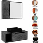 Kit Gabinete E Espelheira De Banheiro 80 Cm Com Cuba Karina M