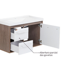 Kit Gabinete para banheiro com Cuba e Espelho 41x63x31,5cm Munique e Branco Procion Cerocha